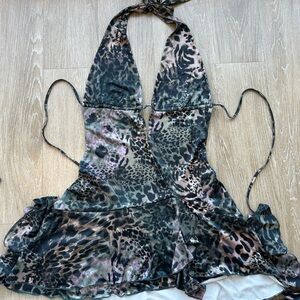 Animal Print Halter Dress